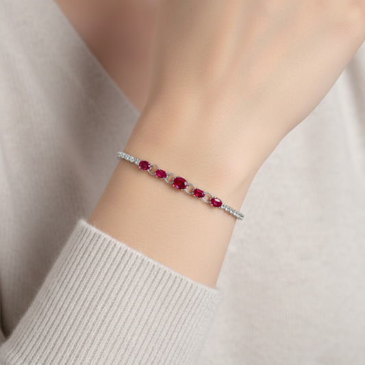 Aris "Petal" Diamond & red Sapphire Bracelet