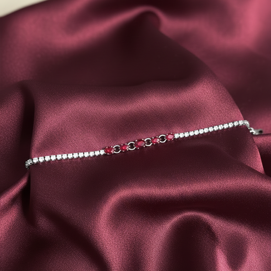 Aris "Petal" Diamond & red Sapphire Bracelet